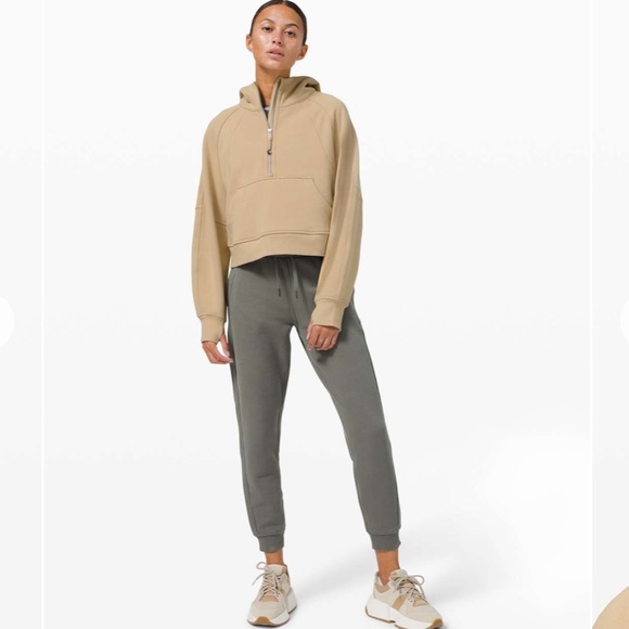 (XS/S) Lululemon Oversized 1/2 Zip Scuba Hoodie Trench Tan Extra Small Crop - Picture 13 of 15